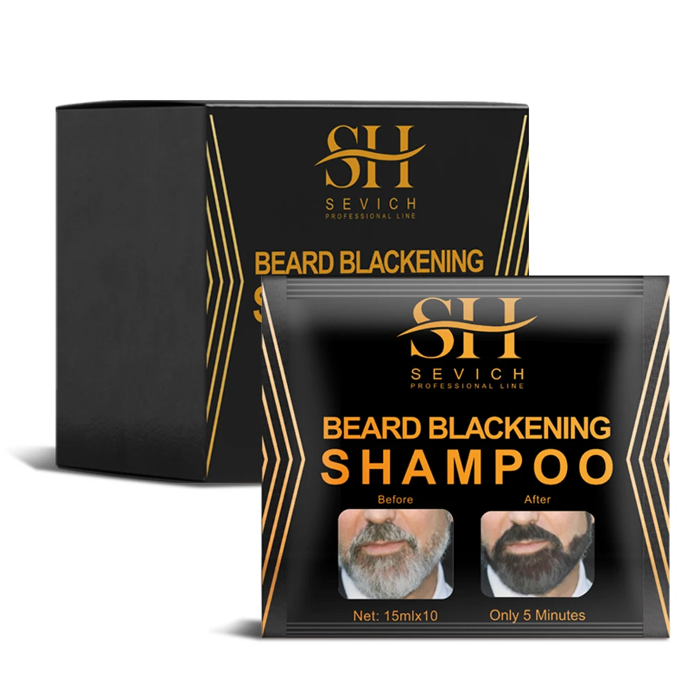 Champú para oscurecer el cabello rápido para hombres, champú para barba negra, tinte para colorear la barba instantáneo, gris, blanco a negro, champú para arreglar el cabello