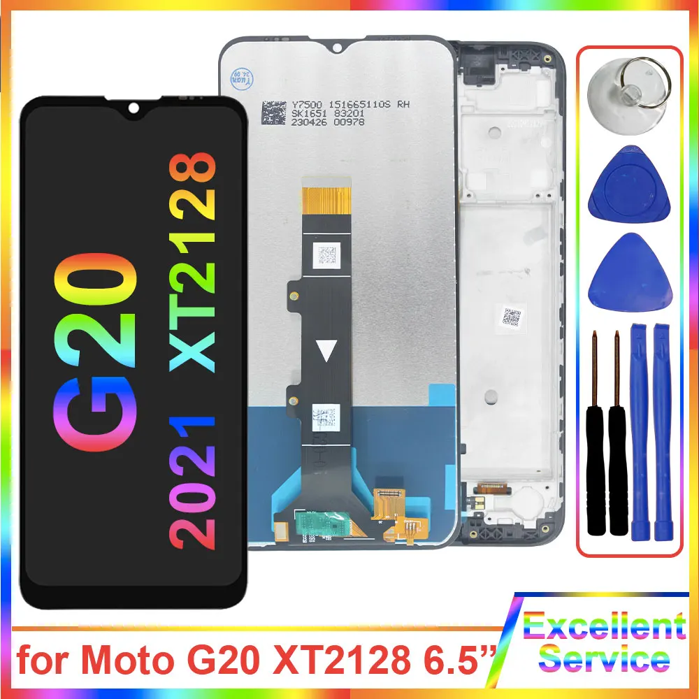 Pantalla LCD 100% Probada para Motorola G20, Repuesto de Pantalla Táctil Digitalizadora para Moto G20 XT2128-1 con Marco