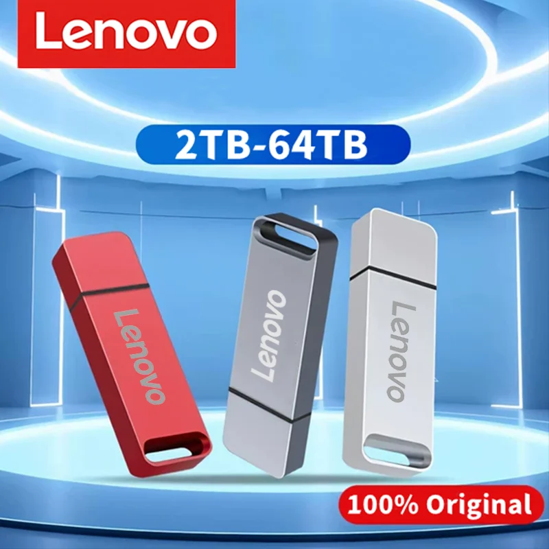 Lenovo-オリジナルのペンドライブ、USB 3.1フラッシュドライブ、高速ペンドライブ、Type-Cメタル、コンピューターストレージデバイス用メモリ、16テラバイト