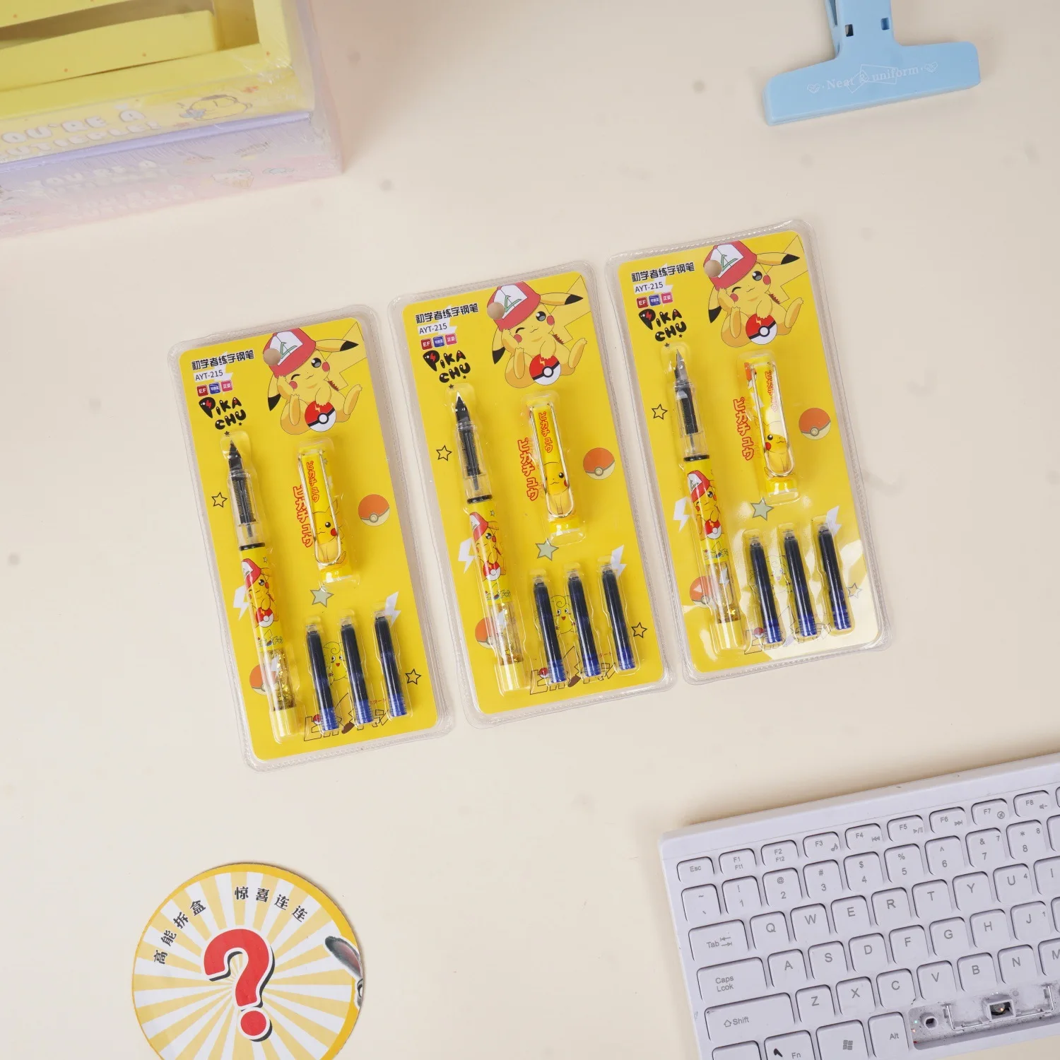 New model  Cute Pikachu Pen Set with Creative Swappable Ink Pocket Orthographic Pen