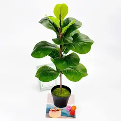 Artificial Ficus Tree Branch Fake Green Plants Palm Leafs Tropical Shrub Faux Rubber Tree For Home Wedding Courtyard Decora W6Y4