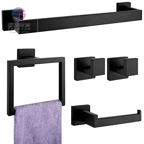 

5-Piece Bathroom Hardware Accessories Set 23.6 Inch Towel Bar Towel Rack Sets Modern Towel Ring Kit Wall Mounted (Matte Black)