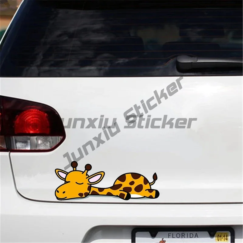 Cartoon Cute Giraffe Car Sticker Funny Vinyl Waterproof Car Body Window Decals Laptop Decor Car Accessories