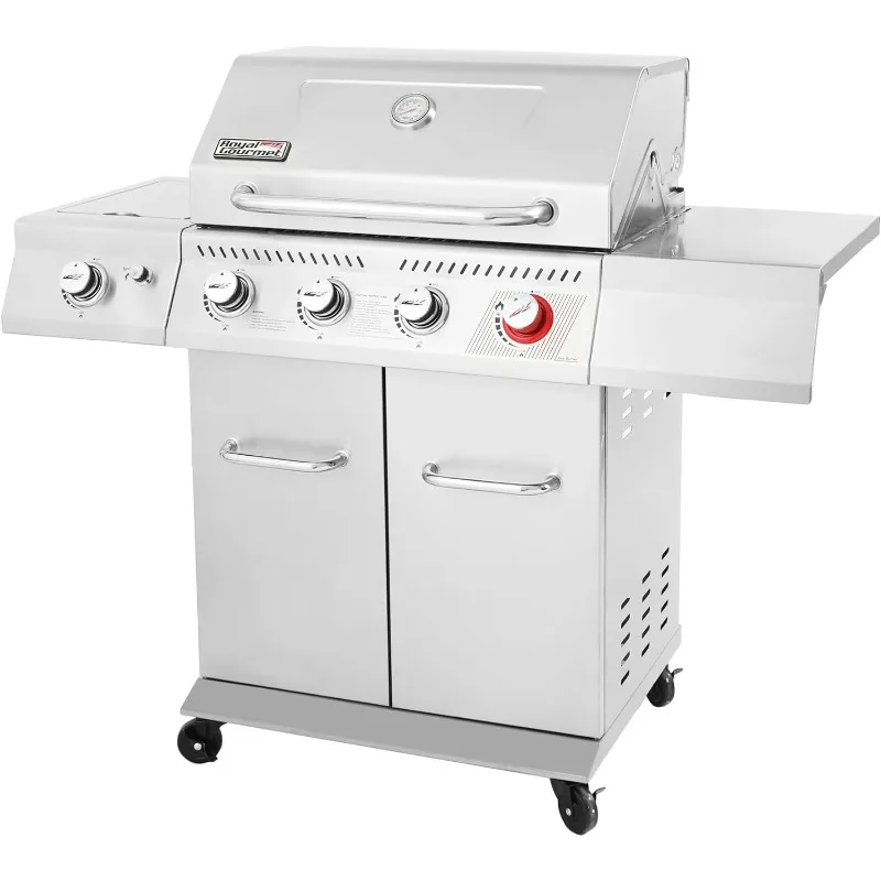 

4-Burner Propane Gas Grill with Side Burner & Warming Rack,54,000 BTUs Output for Barbecue Grilling & Backyard Cooking, Silver