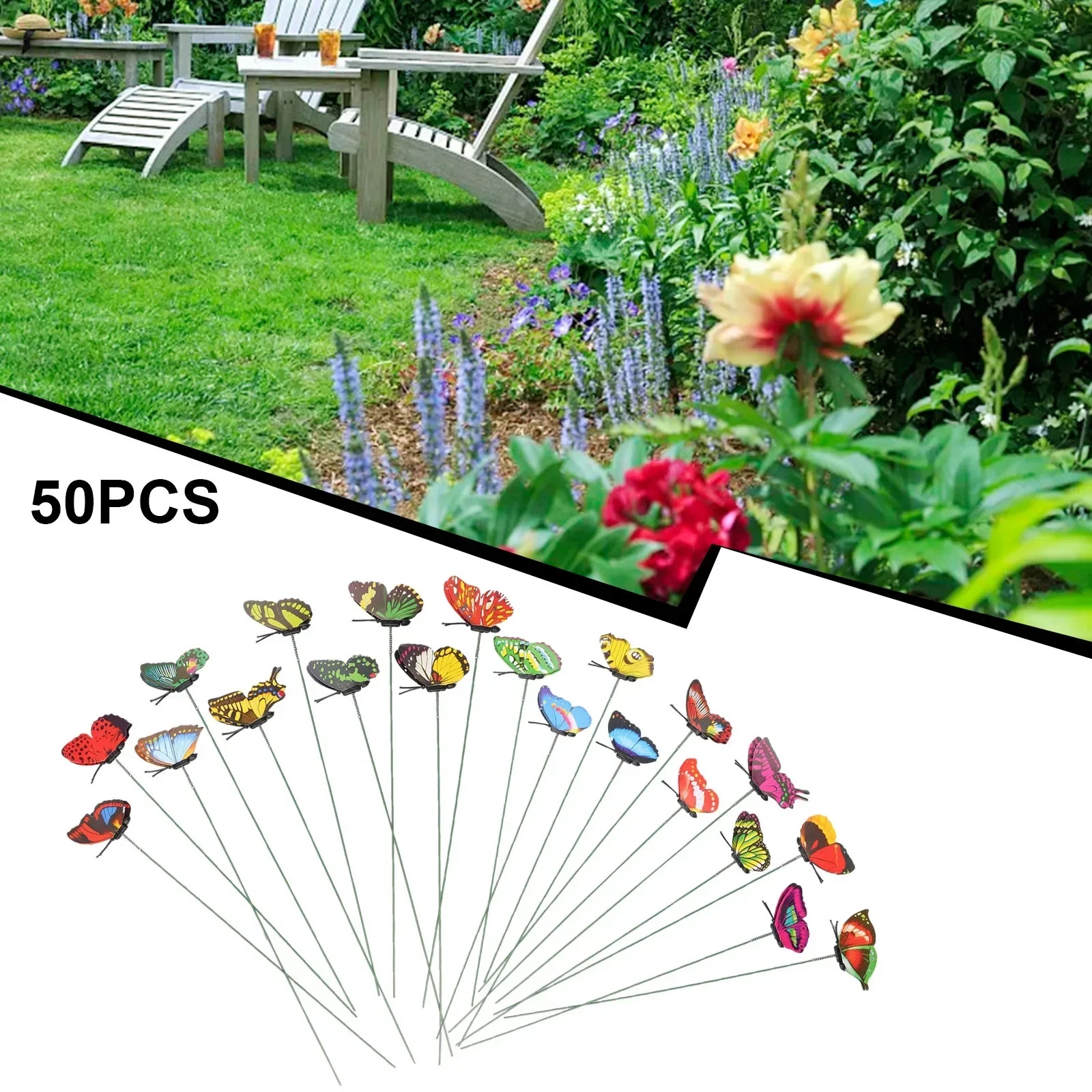 Garden Decor Butterfly Stakes Lot PVC Party Patio 50PCS letto vario impermeabile colorato matrimonio decorazioni fai da te giardino