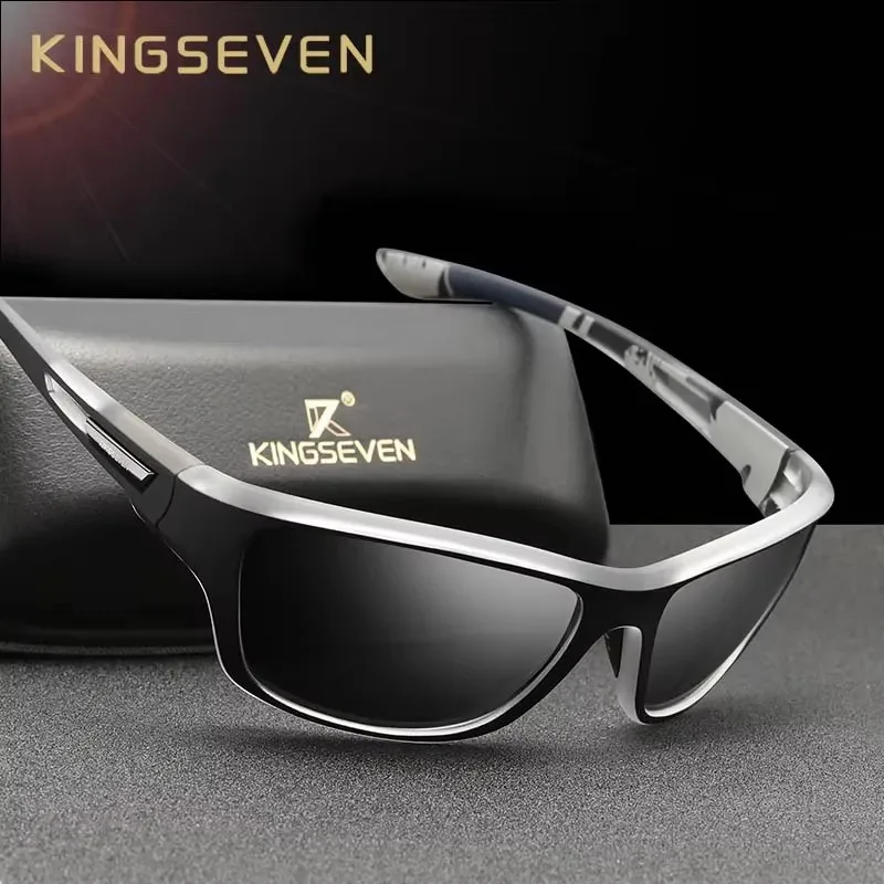 KINGSEVEN Ultralight Frame Polarized Sunglasses Men Fashion New Sports Style Square Sun Glasses Male Outdoor Travel UV Goggles