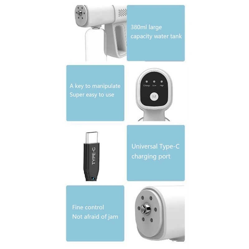 Hot Wireless Electric Sprayer Rechargeable Blue Light Nano Steam Spray Machine Handheld Sprayer Atomization Fogger