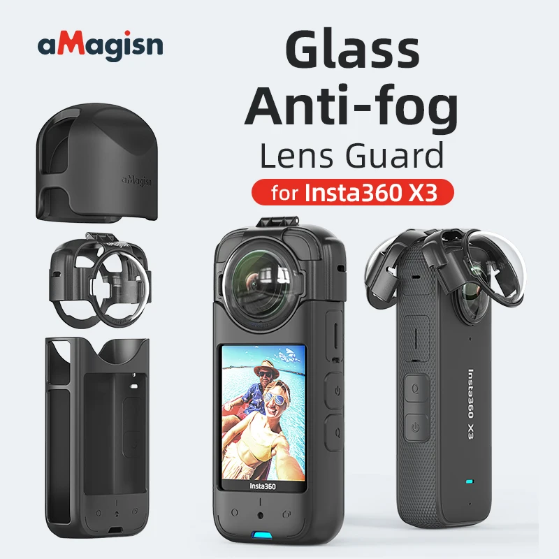 For aMagisn Glass Anti-fog Lens Guard for Insta360 X3 Removable Lens Guard Upgrade Optical Glass Protective Guard Accessories