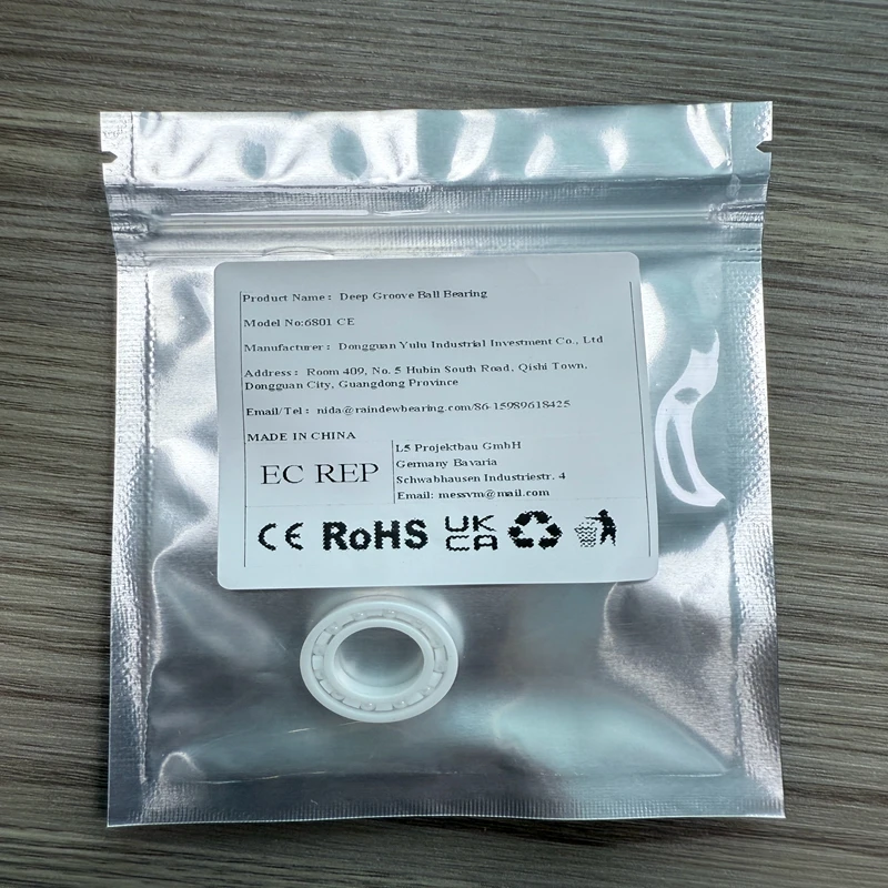 (5PCS) 6801CE 12X21X5 mm Full Ceramic Bearing ZrO2 Material All Zirconia Ceramic 6801 Ball Bearing 6801CE