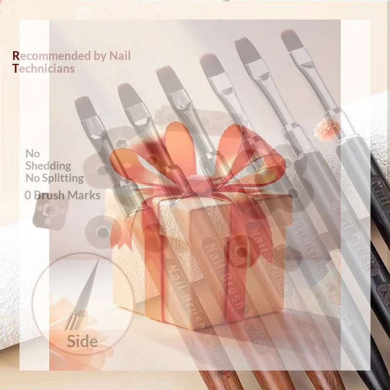 木製ジェルペイントブラシ ネイル構築用アクリルブラシ マニキュアDIYビルダーツールブラシペン プロ用ジェルつけ爪ペン