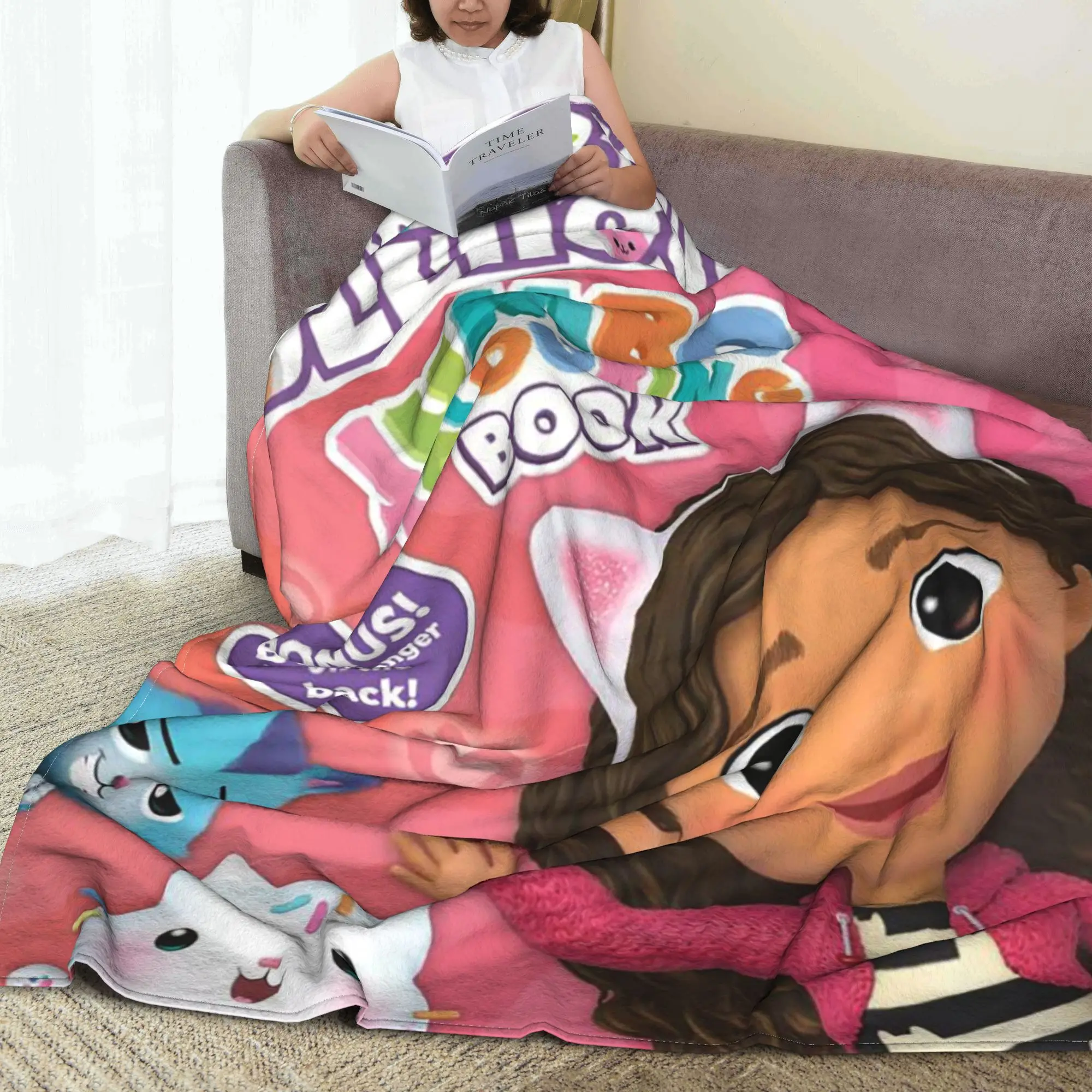 Cartoon G-Gabbys dollhouse Blankets Super Soft Flannel Sofa Throw Blanket for Couch Bedding Office Throws Bedspread Quilt