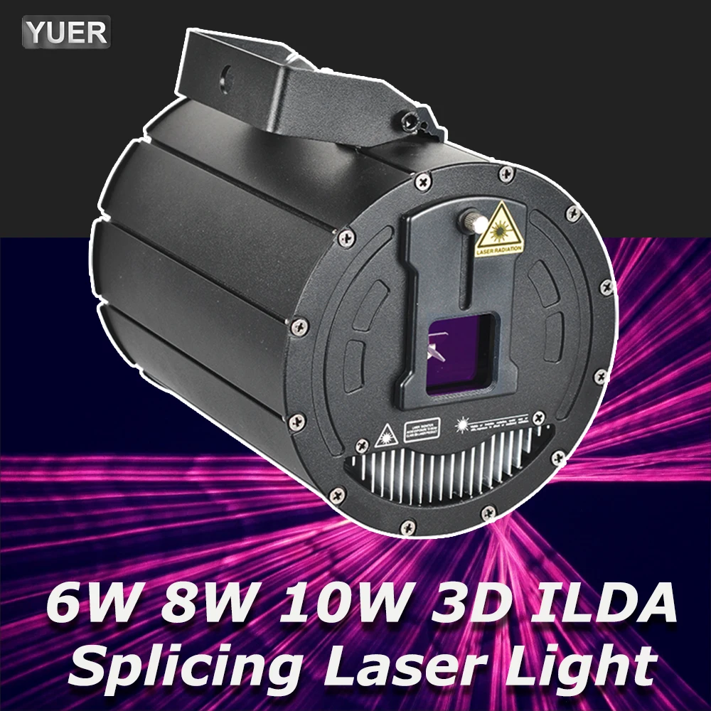 6W 8W 10W ILDA Splicing RGB 3D RGB Animation Laser Light Beam Scanning Laser Projector DMX512 DJ Disco Party Club Stage Effects