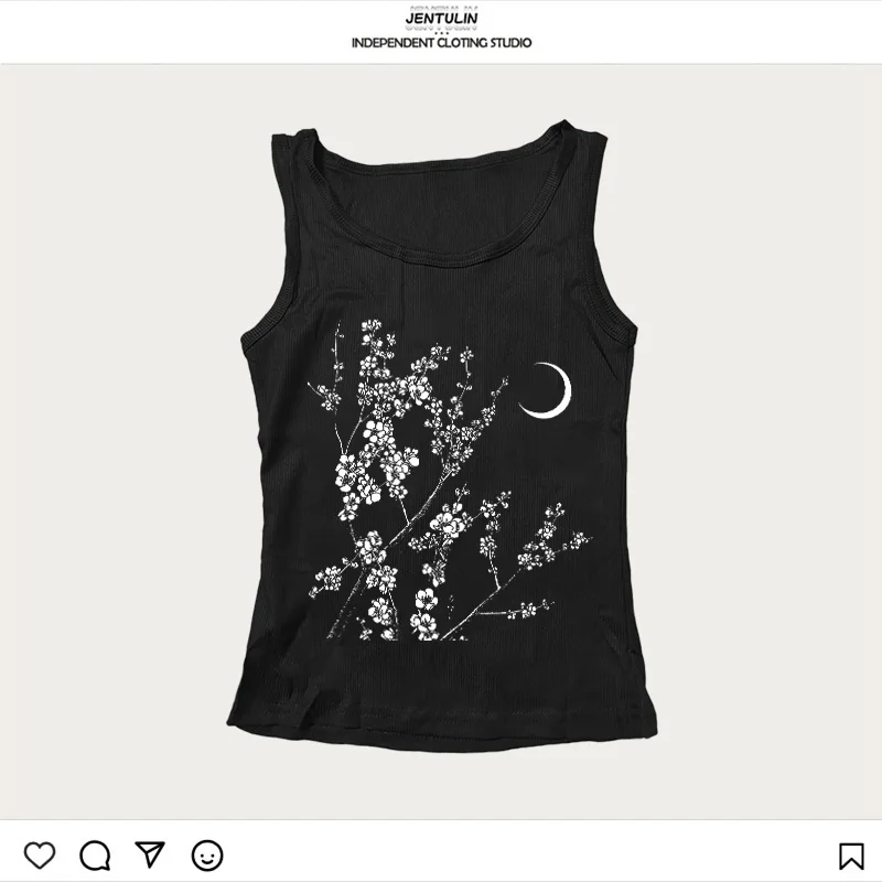 Vintage années 2000 Streetwear Goth Cami Emo Girl Y2k haut court femmes vêtements esthétique bébé t-shirt été Harajuku sans manches haut mince