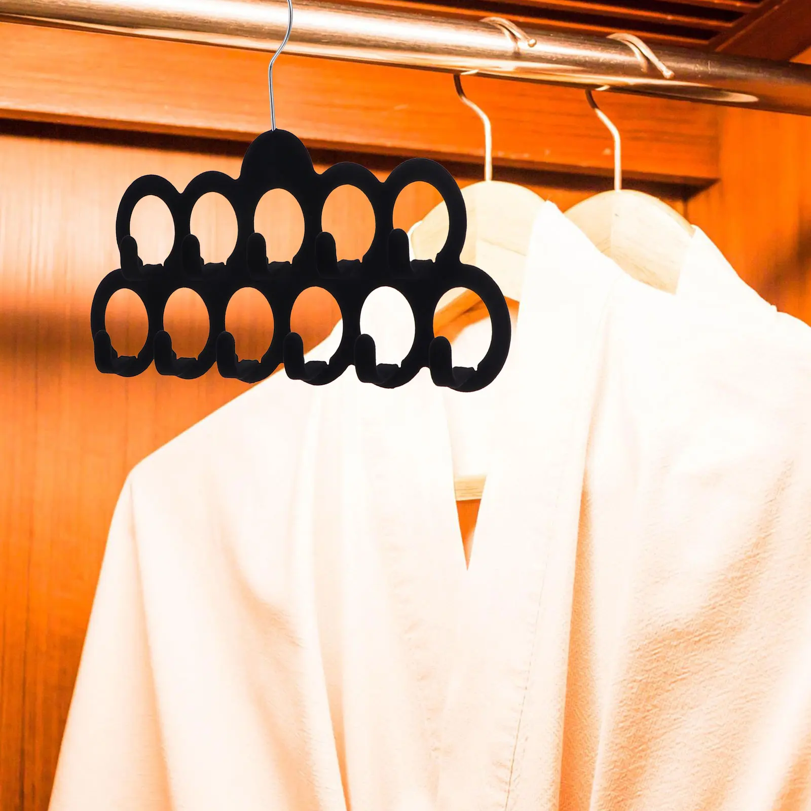 

4pcs Non Hangers 11 Hooks Black Heavy Duty Space Saving Eco Friendly Tie Scarf Belt ganizer Household Storage Large