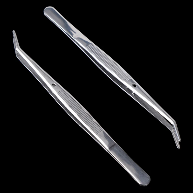 3pcs Dental Tweezers Stainless Steel Surgical Serrated Curved Tweezers Pincers Forceps Cotton Dressing Clip view 6