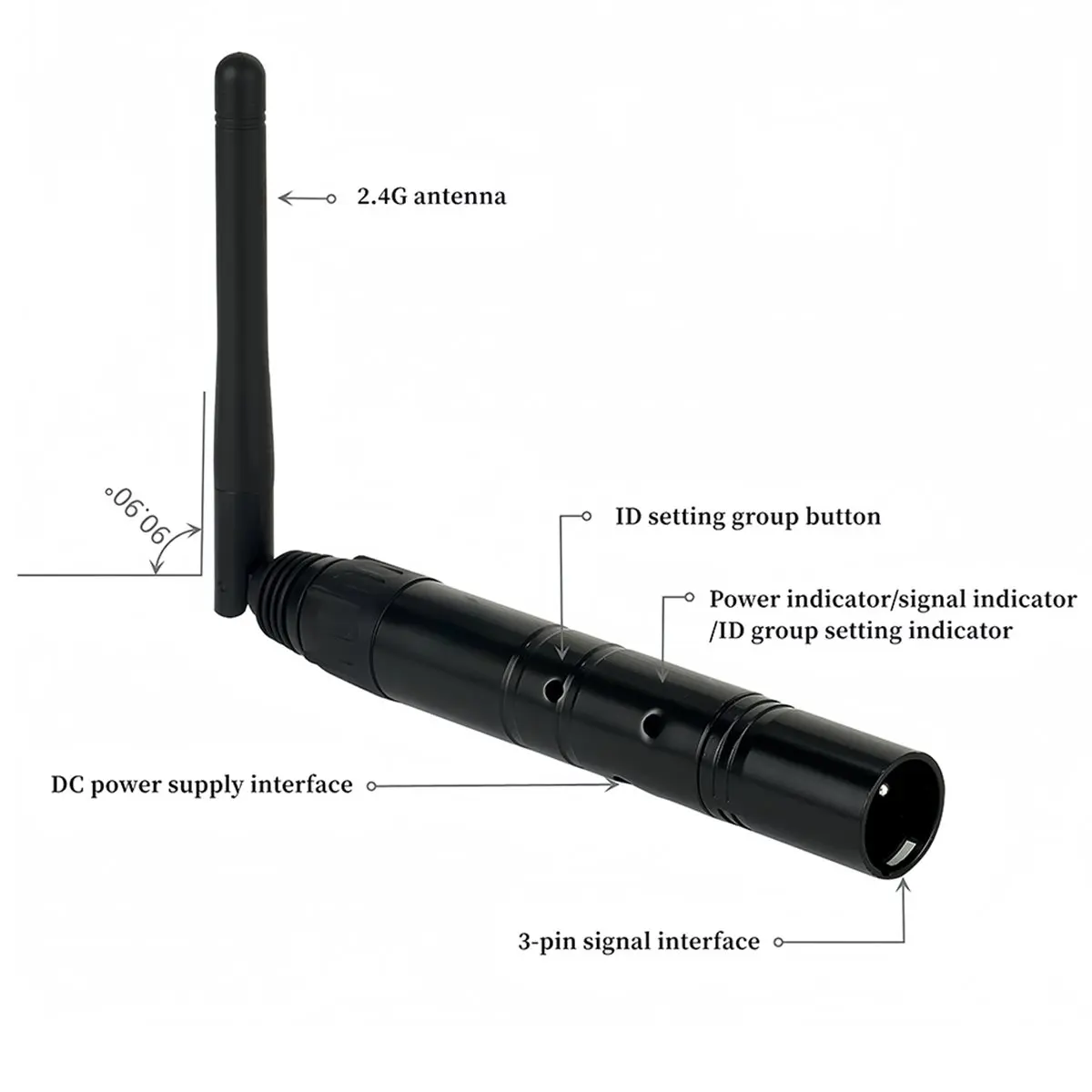 New Electronics Dj 2.4G Wireless Receiver with Built-in Battery for Professional Stage & DJ Lighting EU Plug
