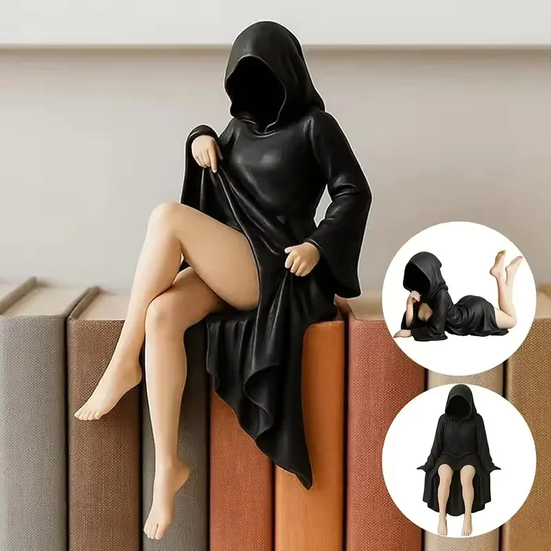 Gothic Black Robe Queen Statue 3D Mysterious Sexy Figure Spooky Sculpture Desktop Bookshelf Ornament Home Decor Gift
