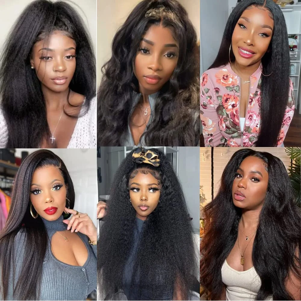 Kinky Straight 13x4 Human Hair Lace Frontal Wig Transparent Yaki Lace Front Human Hair Wigs Brazylijskie peruki z ludzkich włosów dla kobiet