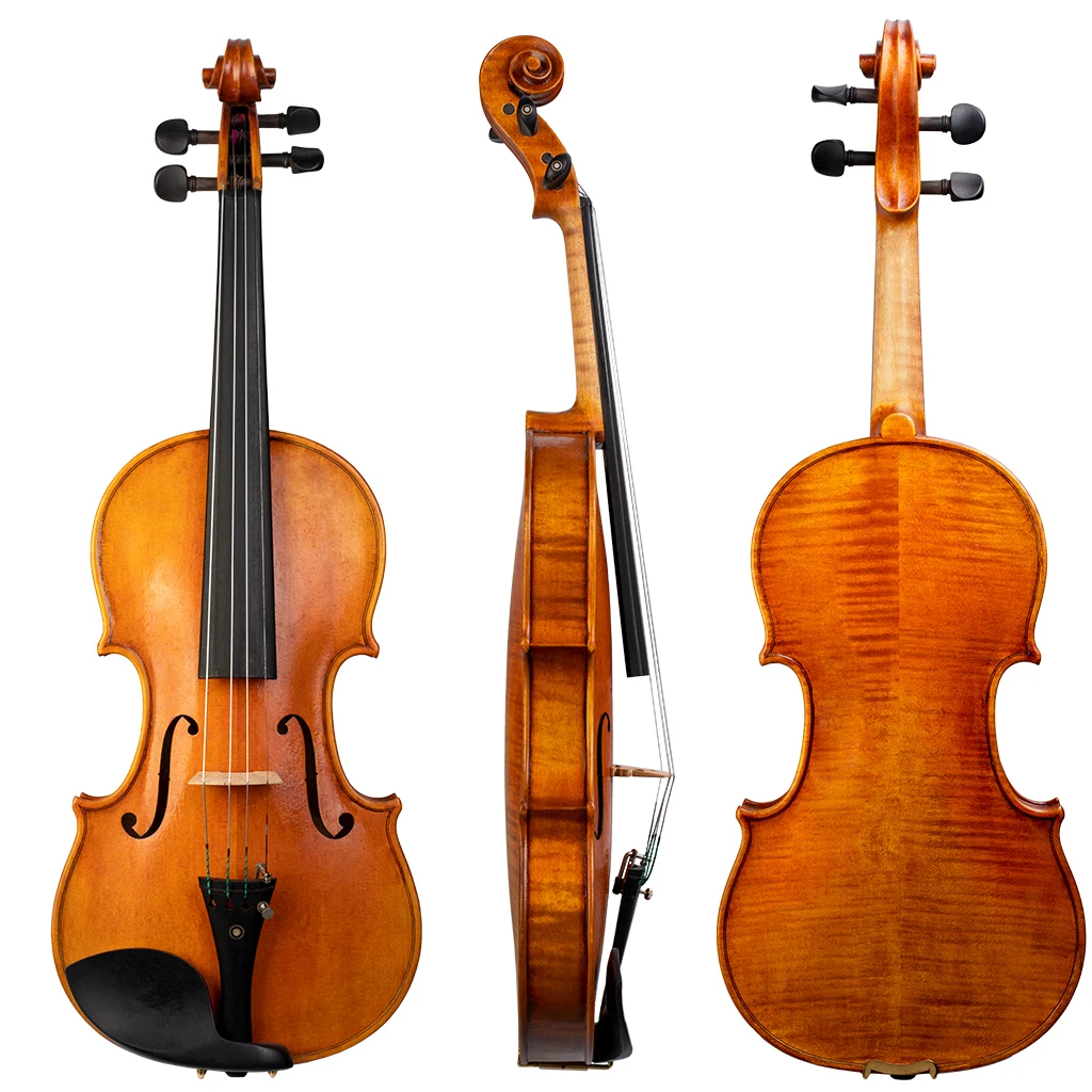 NAOMI Handcraft Master Antique Style Violin 4/4 Two Piece Back Flamed Wood Power Rich Sound Orchestra Violinist Players KIT