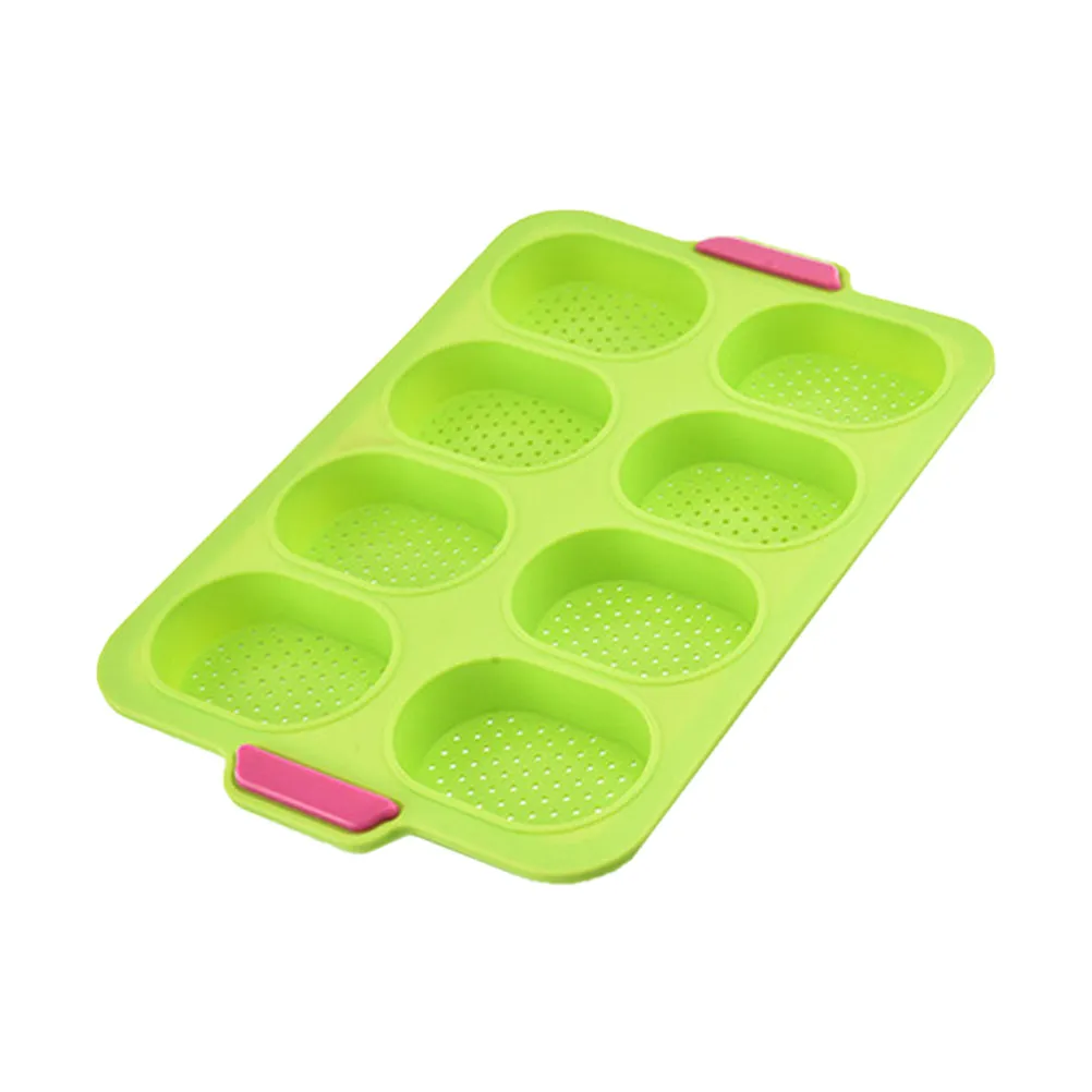 8 Slot French Roll Silicone Baking Mold Food Grade Heat Cold Resistant Flexible Non Stick Cake Pudding Fondant Bread Decorating