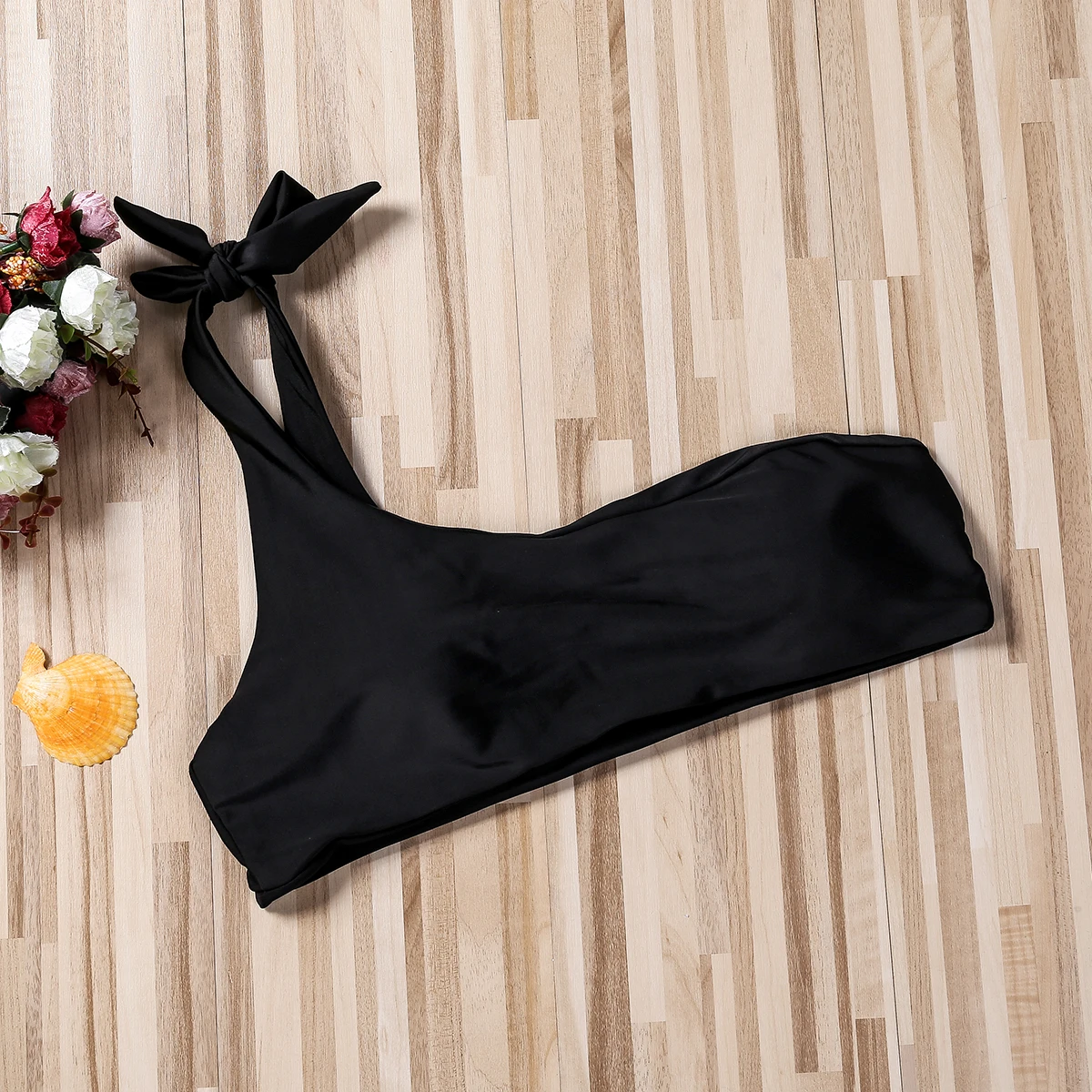 여성용 싱글 숄더 매듭 짧은 탑 수영복, 비치웨어 분리 탑, 비키니 비키니 수영복, 2024 패션