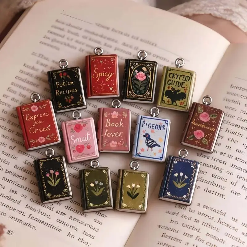 Antique Finish Copper Mini Magic Book Pendant Small DIY Jewelry Accessories Great Gifts for Teen Book Lovers