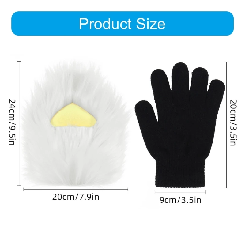 Lông Thú Giả Sang Trọng Mèo Móng Vuốt Găng Tay Fursuit Động Vật Cáo Chân Lông Găng Tay Hở Ngón Halloween Trang Phục Hóa Trang