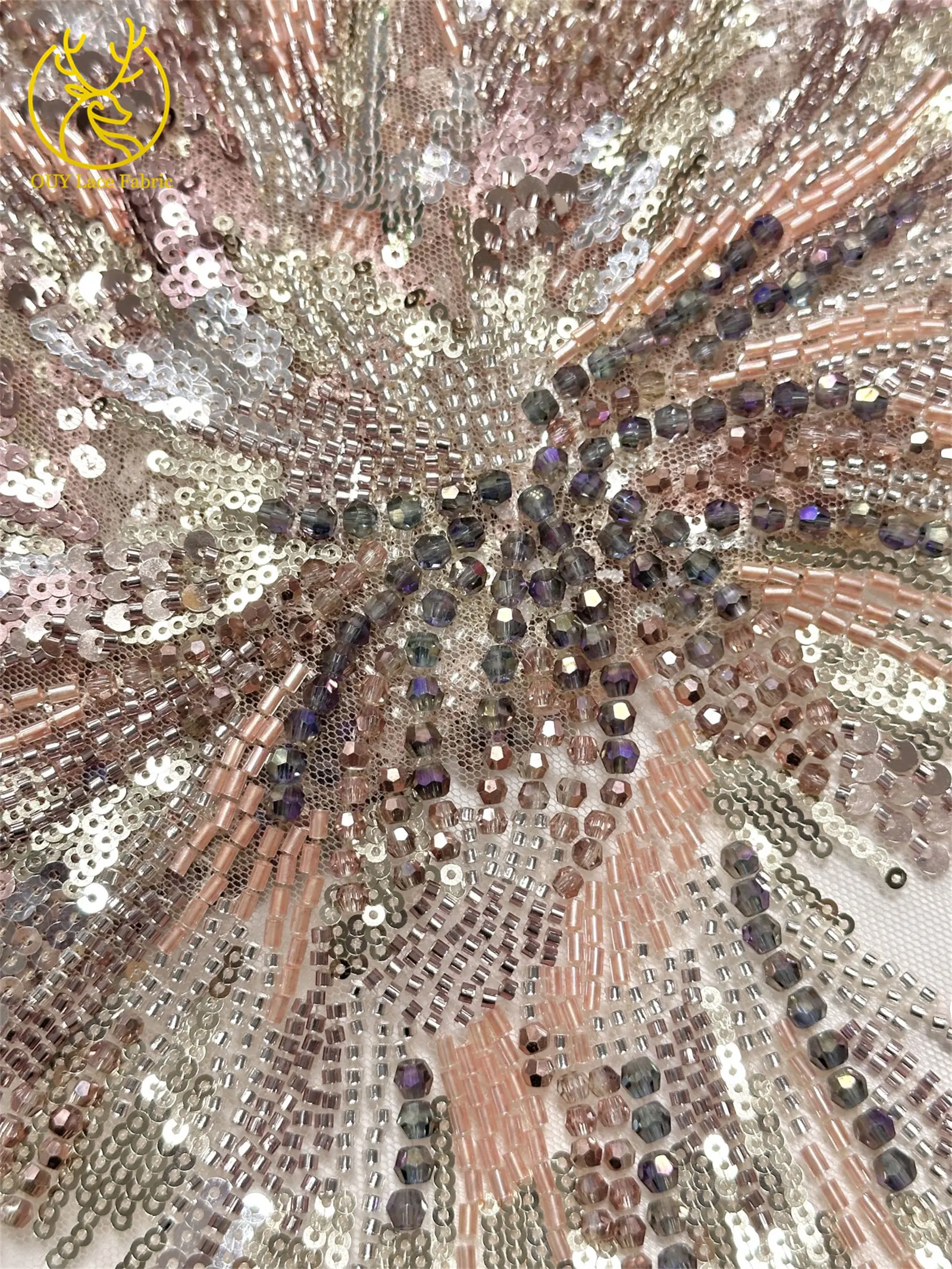 2026 Luxuriöser mexikanischer Perlen-Spitzenstoff 2026 Premium französischer nigerianischer Pailletten-Spitzenstoff, ideal für Hochzeitskleider und Partykleider – Detail 9