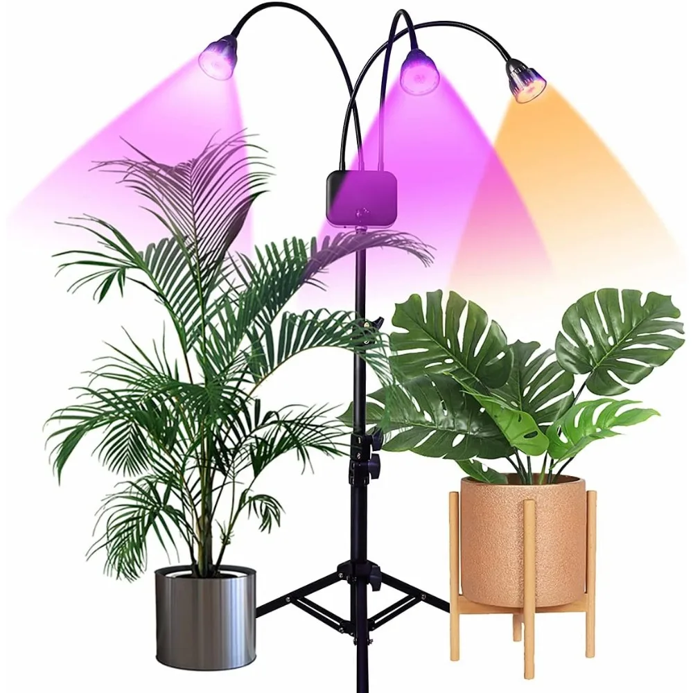 

Светильник для растений с подставкой, полный спектр, 60 Вт, светодиодный напольный светильник для комнатных растений, регулируемая высота, таймер 3/9/12 часов
