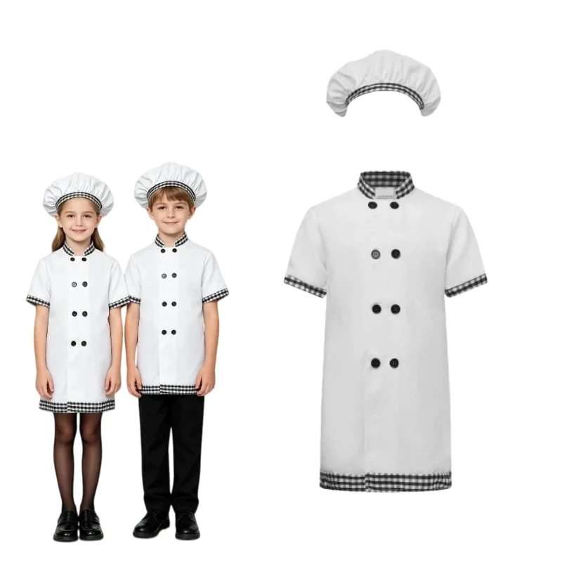 

Unisex Cook Tshirt Chef Uniform Career Cosplay Costume Kitchen Hat Cap Work Jackets Halloween Party Stage Performance Outfits