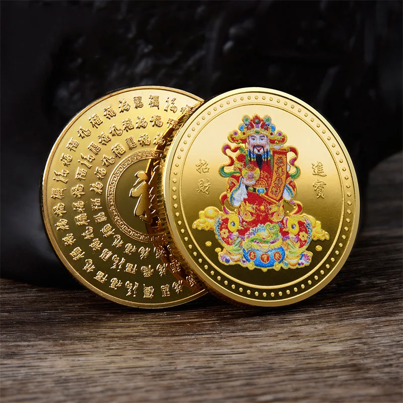 2022 New Year Chinese Coins God of Wealth Treasures Commemorative Mascot for Good Luck Collectible Souvenir Home Decor