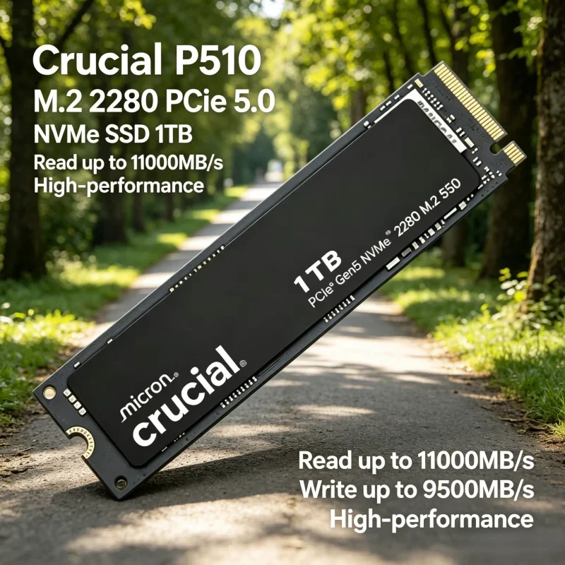 

Crucial P510 1TB M.2 2280 PCIe 5.0 NVMe SSD, 11000MB/s Read, 9500MB/s Write, High-end drive upgraded from P3 Plus