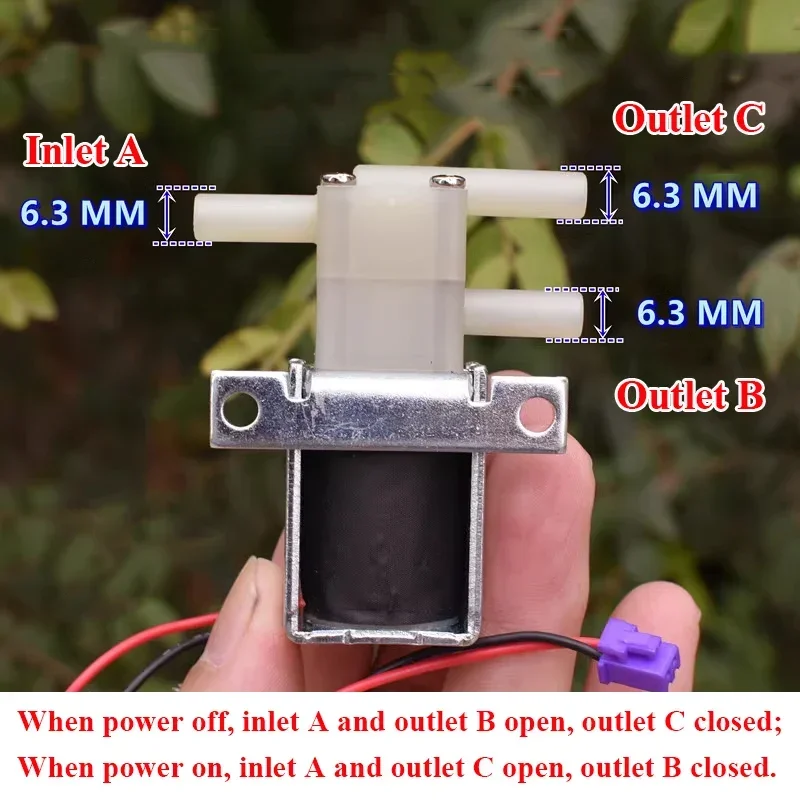 Am0860gw dc 5v/dc 12v 2 posições 3 vias pequena mini válvula solenóide elétrica no/nc micro válvula de controle de fluxo de ar de água