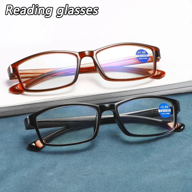 Anti Blue Light Blocking Orange blue Frame Reading Glasses Men Women TR90 Lightweight Presbyopia Eyeglasses Unisex