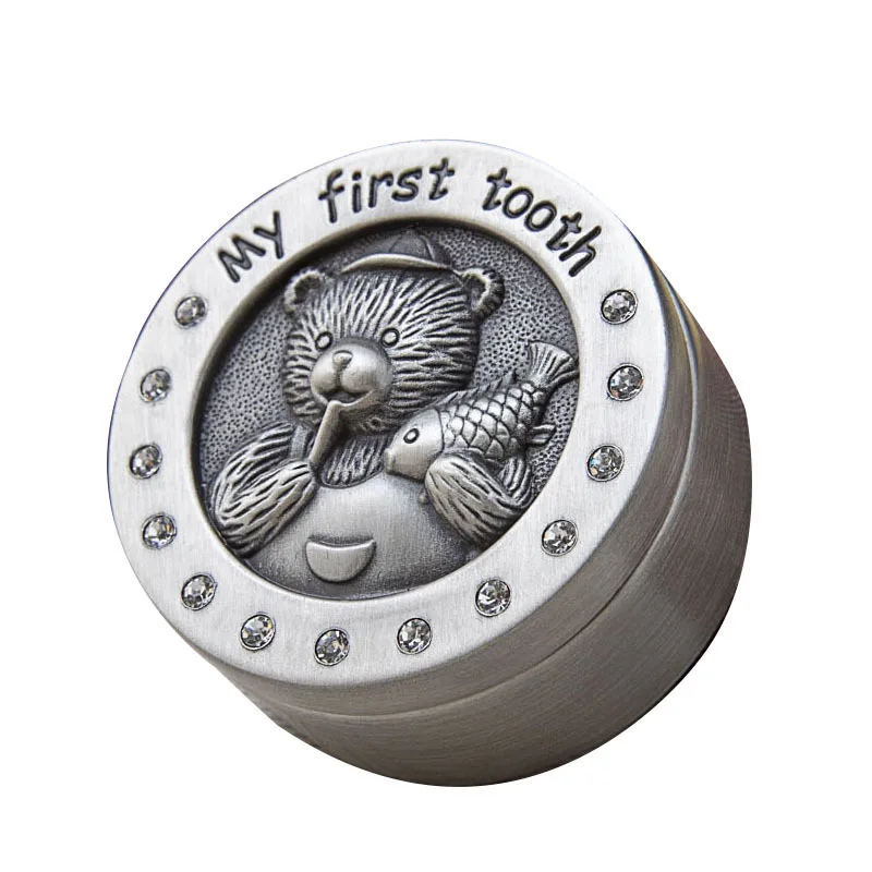 European Style Metal Baby Tooth Box For Boys Girls Milk Tooth Keepsake Storage Fetal Hair Collection