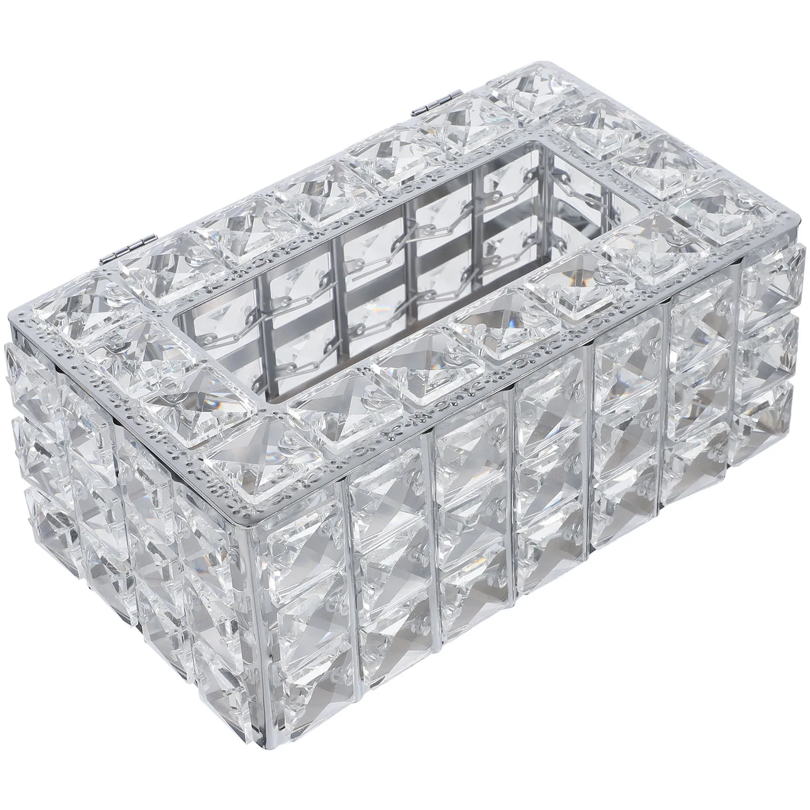 

Multifunction Tissue Storage Organizer Metal Crystal Rectangle Cover Household Decorative Napkin Holder For Bedroom Living Room