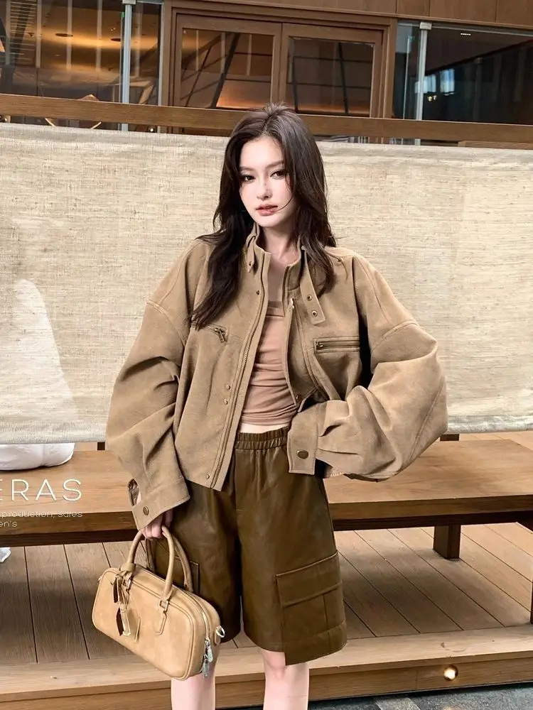 

Куртки-бомберы, женская куртка с воротником, осенняя елочка, ребристый пояс, деловой OL, профессиональный, минималистичный, на рабочем месте, элегантный