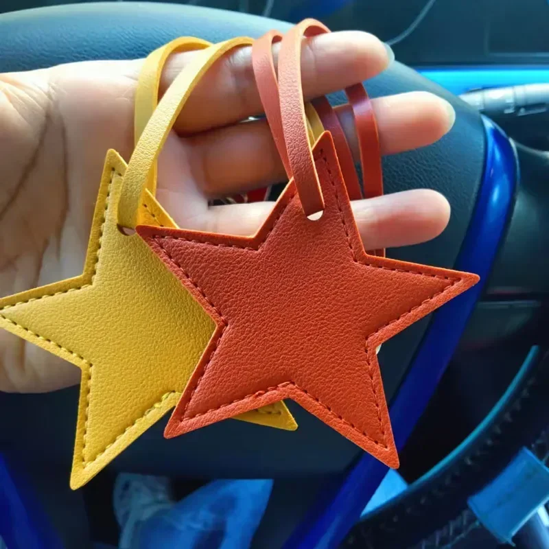 100PCS Star Leather Tassels Keychain Charms Tassels Five-pointed Star Tassels for Jewelry Making Key Chain DIY Craft Accessories