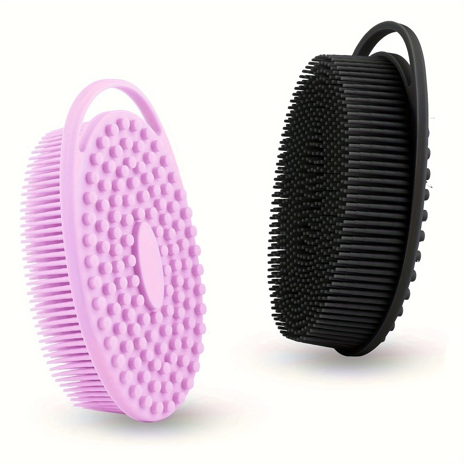 

2pcs Soft Silicone Bath Brush, Body Wash, Exfoliating Silicone Body Cleansing Brush, Silicone Loofah 2 In 1 Bath And Shampoo Bru