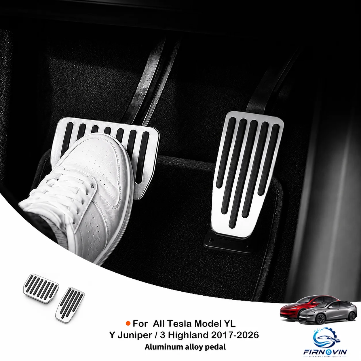 Fotografia: Para Tesla Model 3 Y/YL Highland Juniper 2017-2026: Capas de Pedais de Liga Leve de Encaixe Rápido para Acelerador e Freio