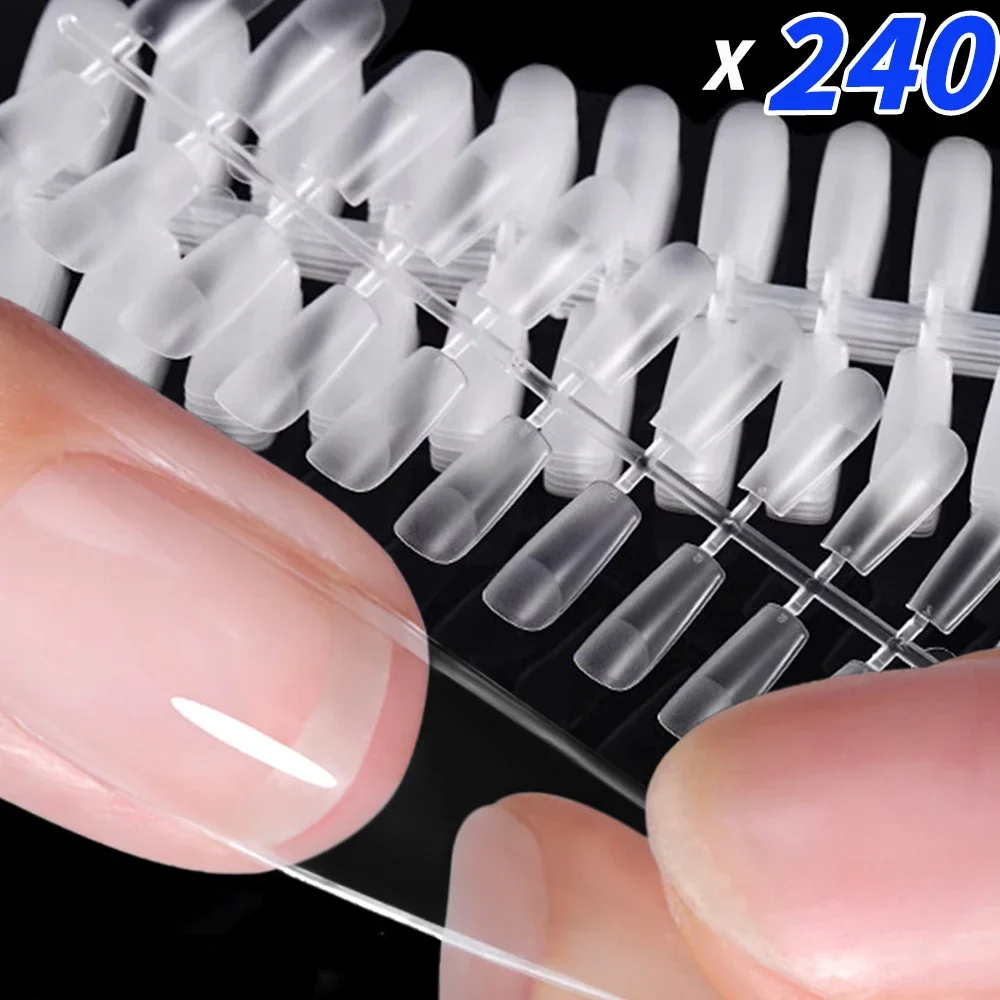 Ultra-thin Fake Nail Tips Extension Fully Transparent Artificial Press on Long Ballerinas Nails Art Tools Gel False Nail Tips