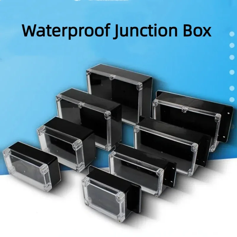 Transparent Black Plastic Waterproof Box Outdoor ABS Box DIY Circuit Board Outdoor Instrument Junction Box Power Battery Box