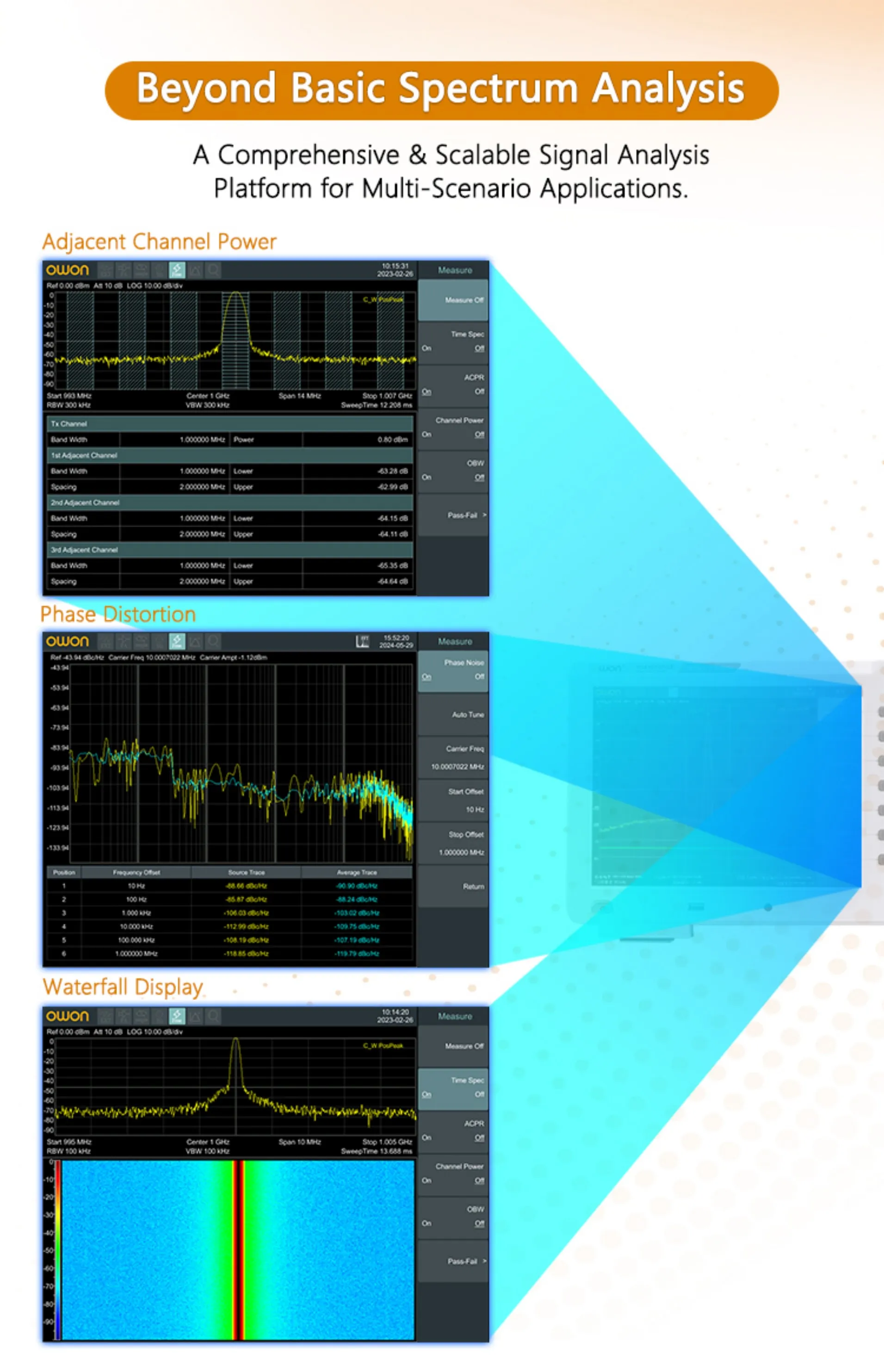 OWON XSA1015P-TG XSA1032P-TG Spektrumanalysator 9KHz-3,2GHz 1Hz Auflösung Multi-Touchscreen EMC USB LAN HDMI Tracking Generator – Detail 10