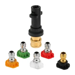 6pcs/1kit High Pressure Washer Gun Adapter 1/4Inch Spray Nozzle Tips Brass Female Quick Connector for Karcher k2 k3 k4 k5 k6 k7