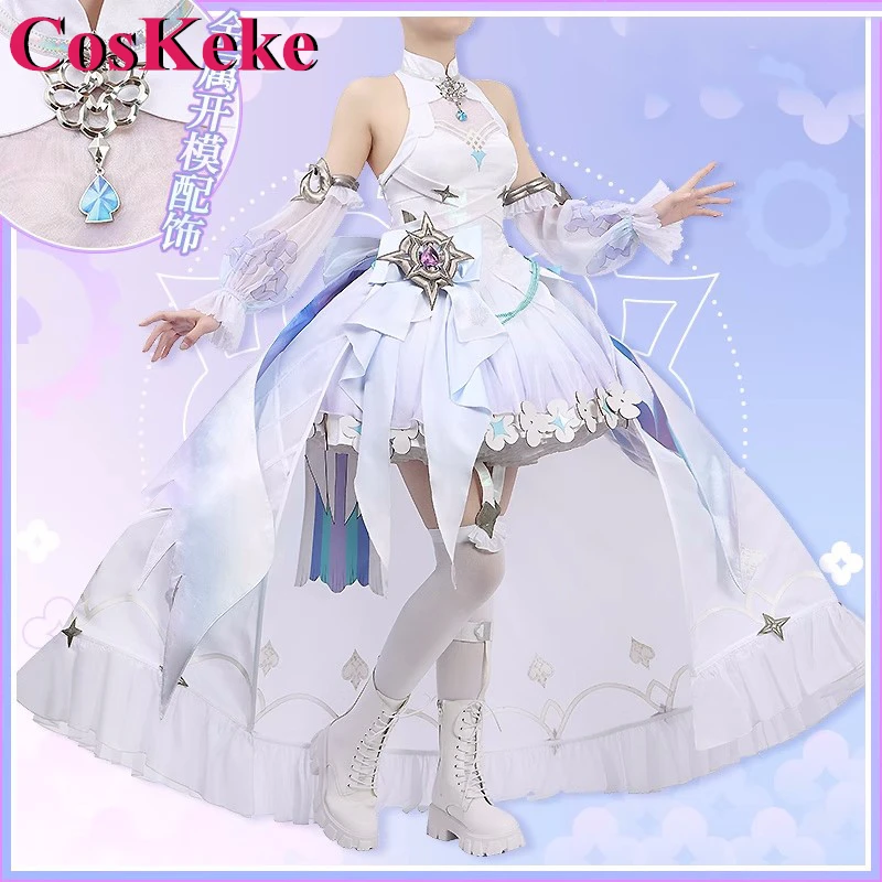 CosKeKe[Customized] Enna Alouette Cosplay Costume Anime VTuber NIJISANJI Gorgeous Elegant Formal Dress Role Play Clothing