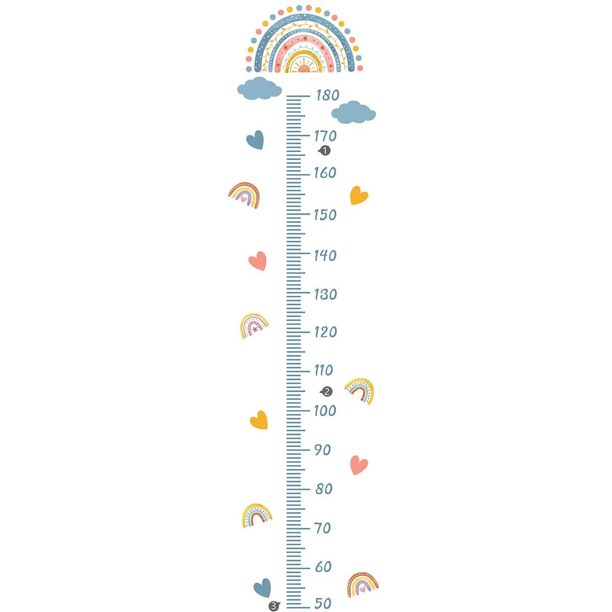 Rainbow Kids Growth Chart Wall Stickers Measure Height Record Ruler Baby Growth Chart Decals Bedroom Nursery Decoration Murals