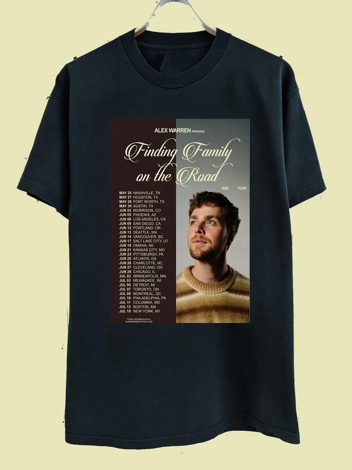 Alex Warren Finding Family on the Road 2026 Tour T-Shirt Gift For Fan Size S-5XL