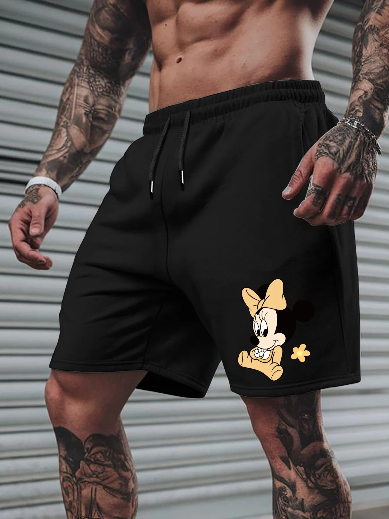 

2025 New Disney Mickey Mouse Men'S Summer Casual Sport Shorts Loose Fit Elastic Waistline with Drawstring Breathable Fabric