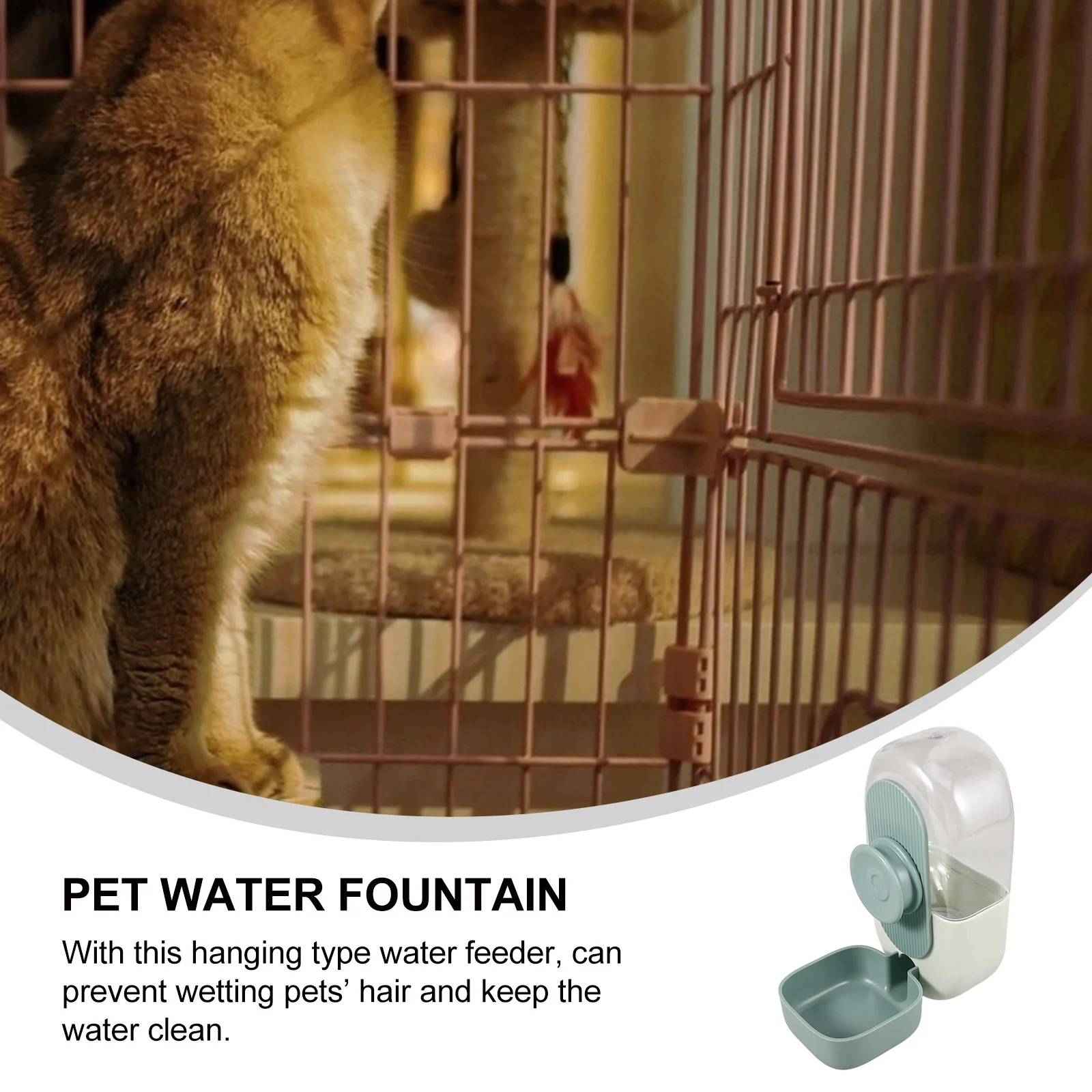 

Hanging Pet Waterer Gravity Cat Feeder Dispenser Prevent Overflow Automatic Puppy Water Fountain Cage Style Green