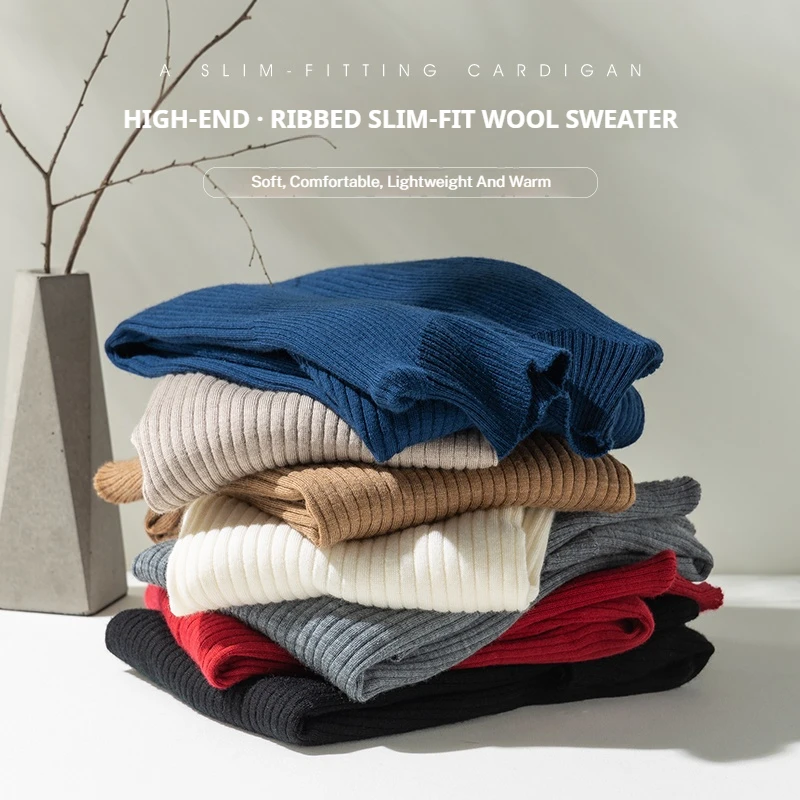 Sweter damski z wełny merino 100%, możliwość prania w pralce, golf, dzianinowy, idealny jako warstwa bazowa na jesień i zimę, swetry do noszenia pod ubrania.